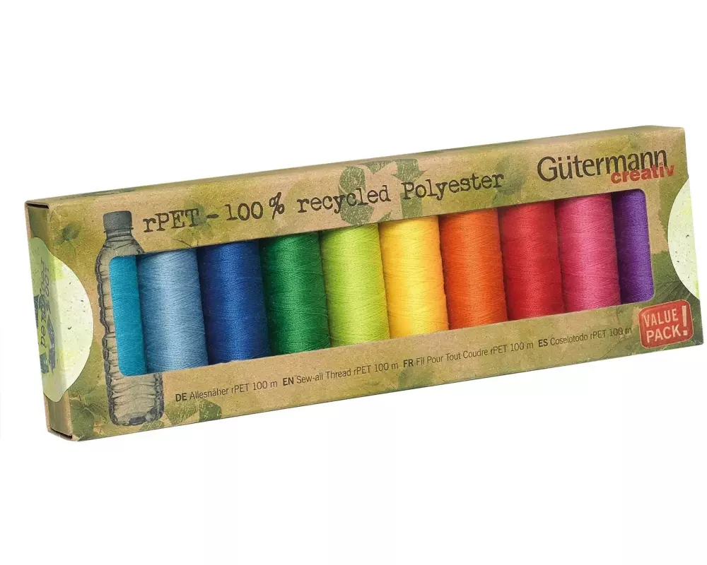 Gütermann Nähgarn-Set Allesnäher rPET 10 Stück, Mehrfarbig