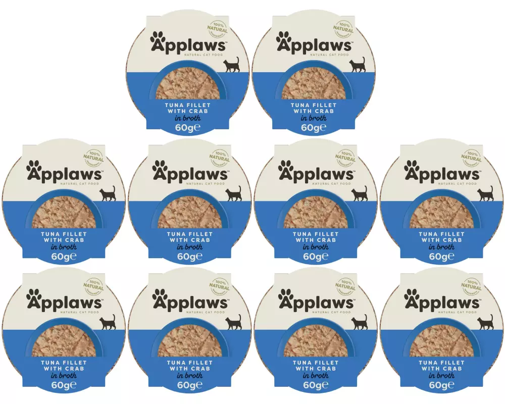 Applaws Nassfutter Schale Thunfisch & Krabben, 10 x 60 g