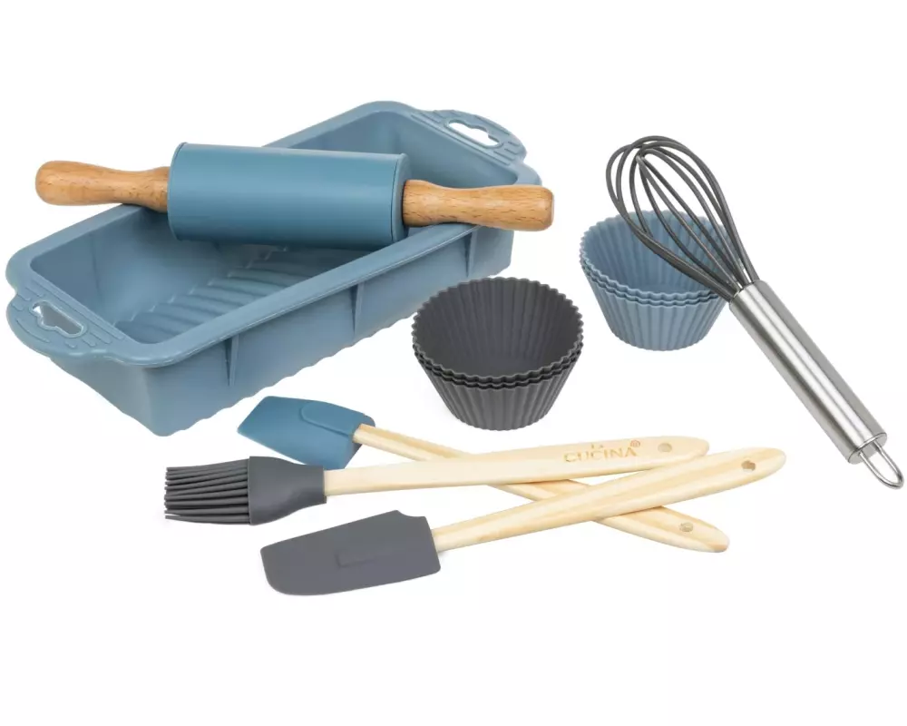 FURBER Backformen-Set für Kinder, 12-teilig, Blau/Grau