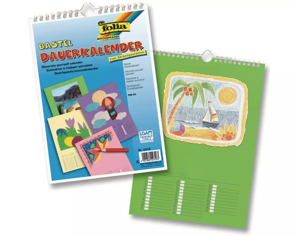Folia Dauerkalender A4, Mehrfarbig