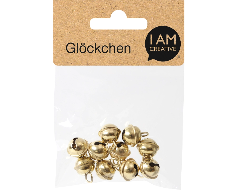 I AM CREATIVE Glöckchen 11mm 1521.11 gold, mit Öse 10 Stück