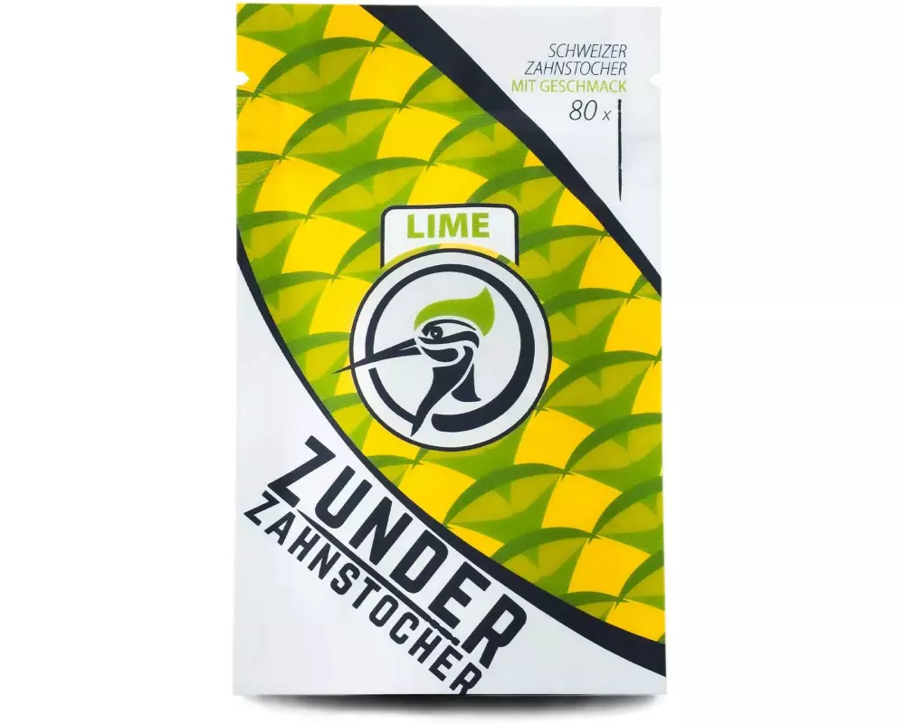 Zunder Zahnstocher Zahnstocher Lime im praktischen Beutel 80 Stück