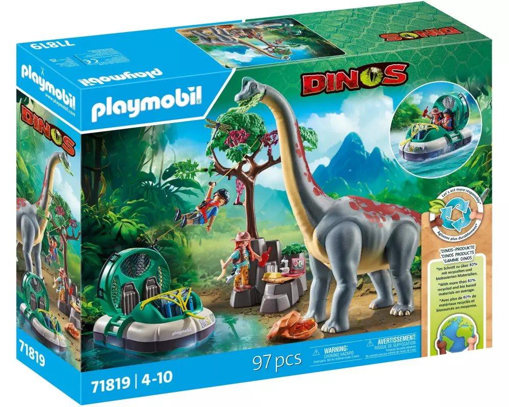 Playmobil Dinos Brachiosaurus-Begegnung mit Luftkissenboot 71819