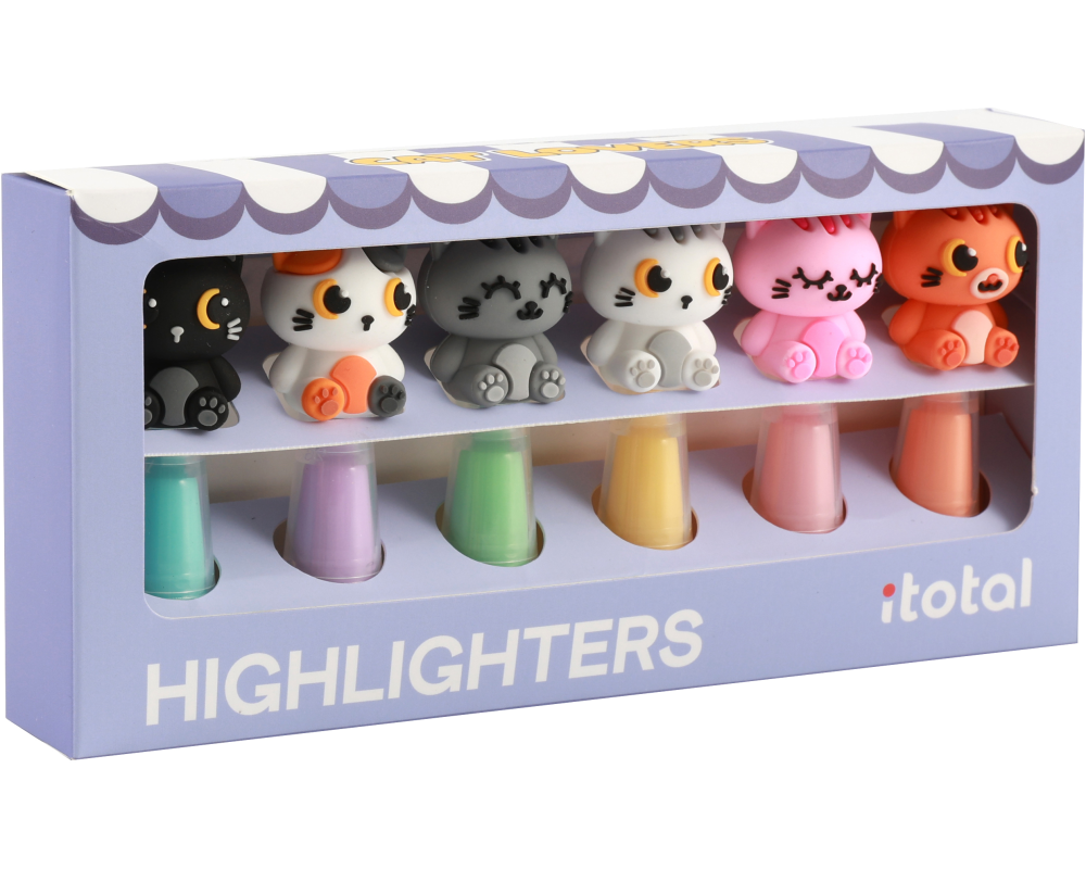 I-TOTAL Textmarker XL2306R Cat, assortiert 6 Stück