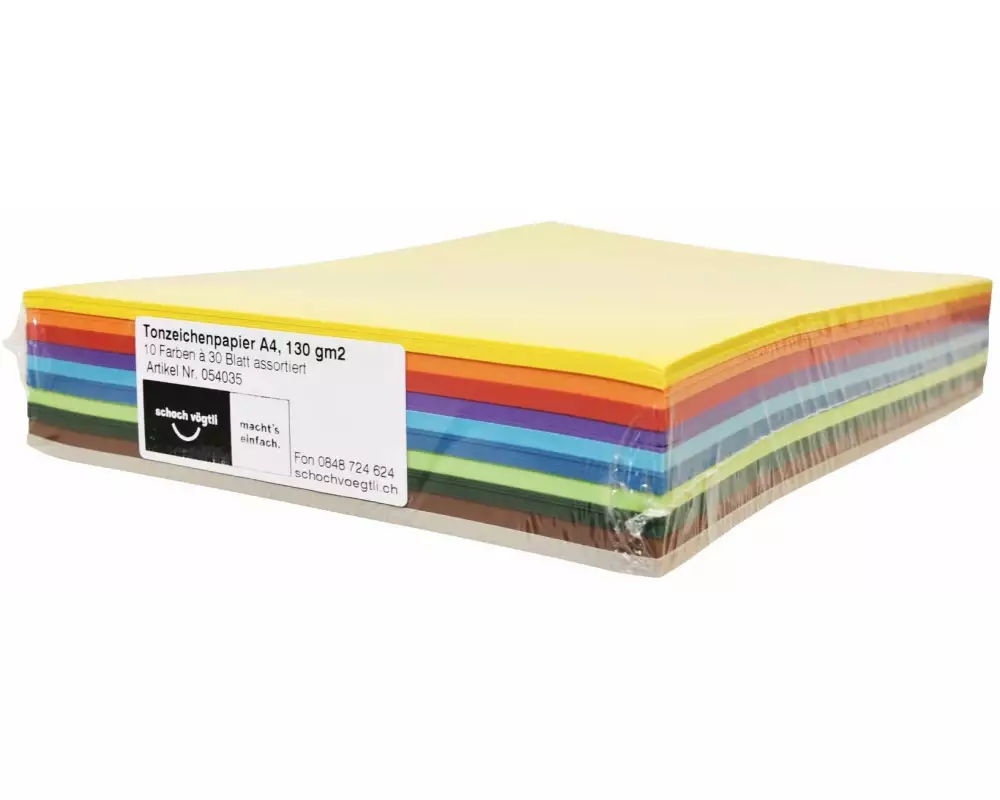 Papyrus Tonzeichenpapier A4, 130 g/m², 300 Stück, Farbig assortiert