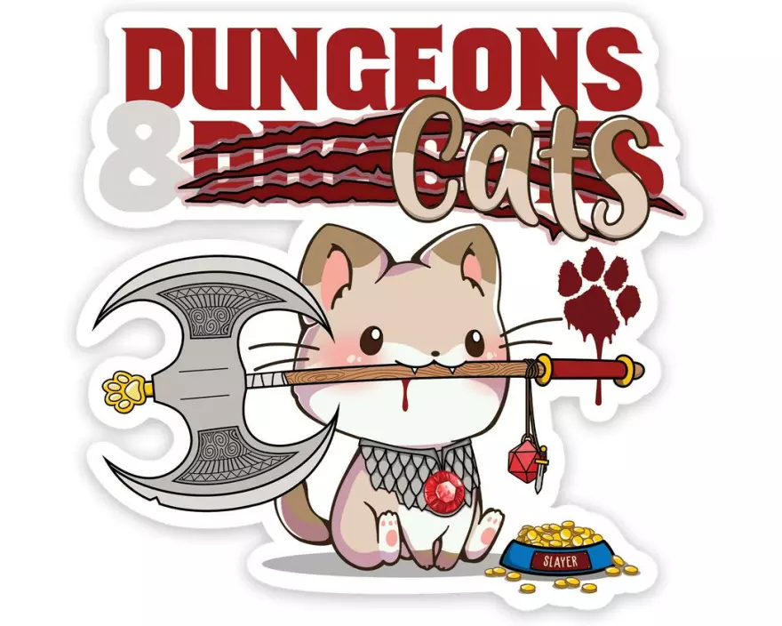 Glass Staff Dungeons and Cats Sticker Mehrfarbig