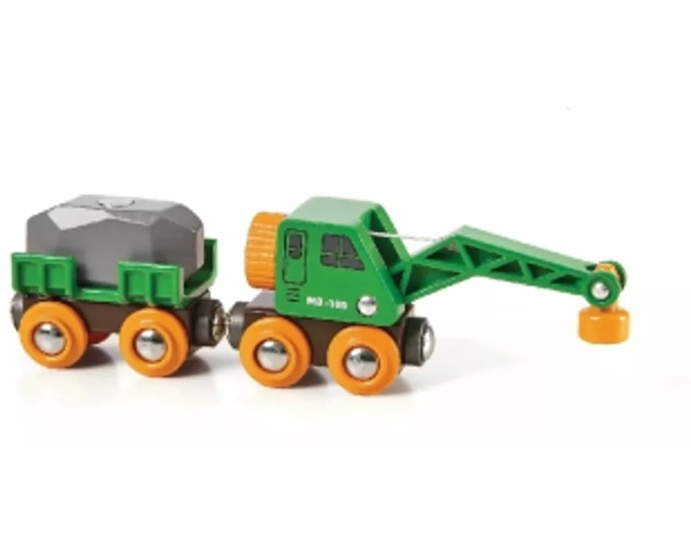 BRIO World - Grüner Kranwagen mit Anhänger und Fracht