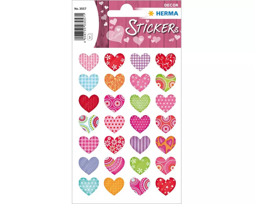 Herma Stickers Motivsticker Bunte Herzen 84 Stück Mehrfarbig