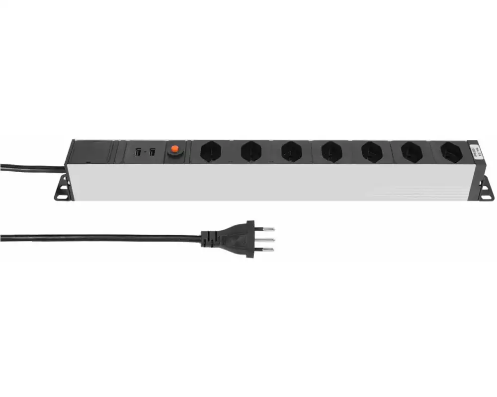 STEFFEN 19" Steckdosenleiste 7x T13, Silber