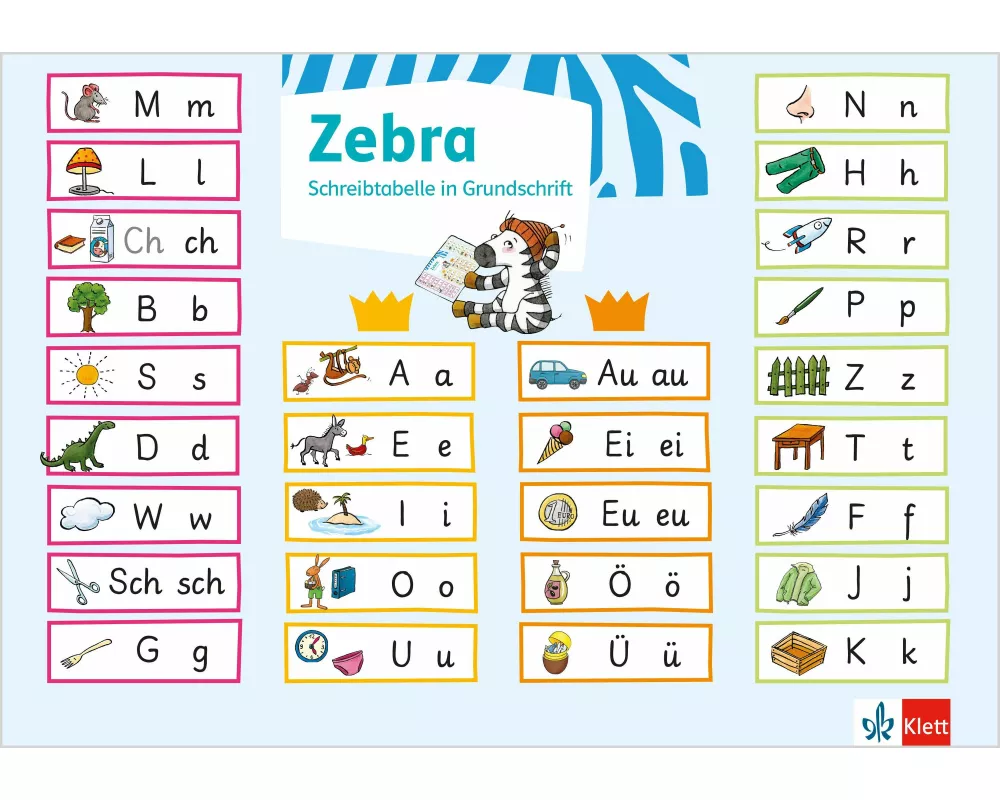 Zebra 1. Schreibtabelle (VE 10) Klasse 1