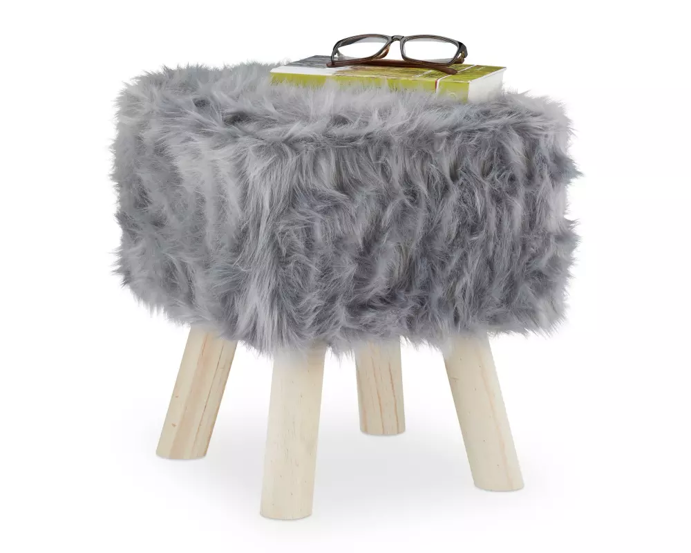 relaxdays Hocker 37 x 32 x 32 cm, Braun/Grau