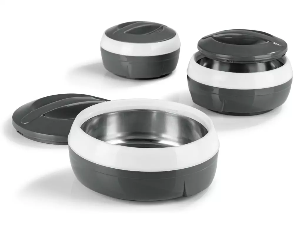 GOURMETmaxx Thermo-Schüssel Set 3 Tlg. Grau/Weiss