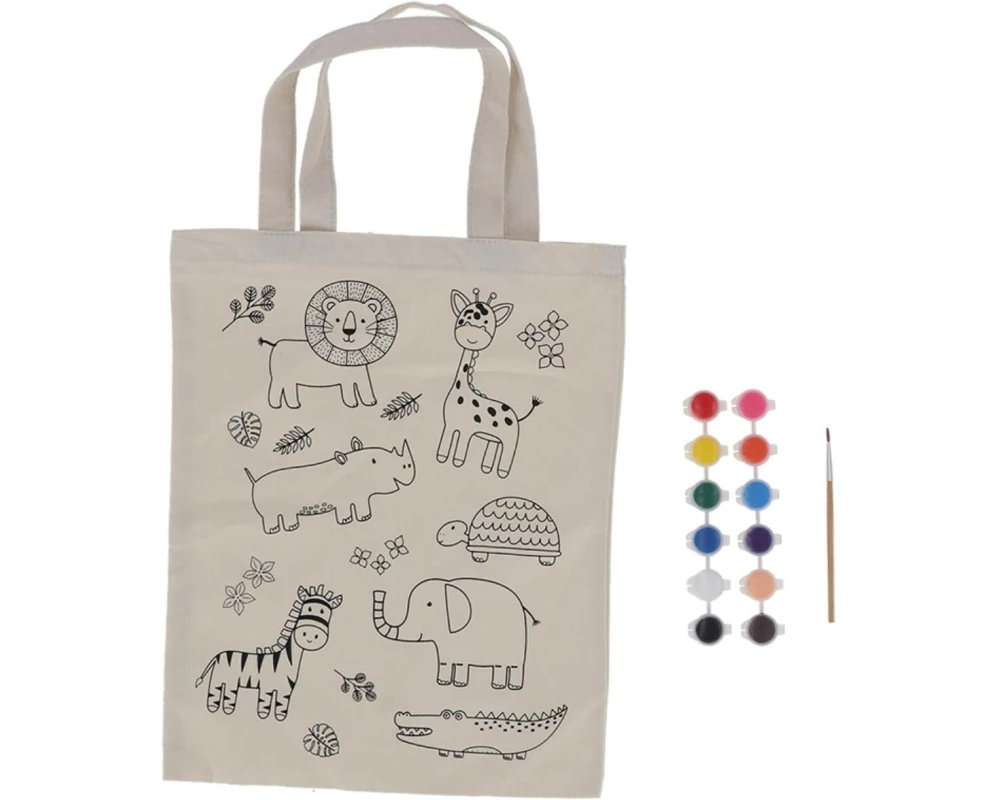 Esschert Design Tragetasche Dschungel Polyester, 1 Stück, Beige