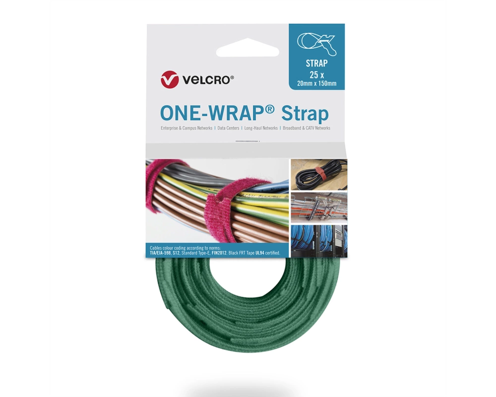 VELCRO One Wrap Strap 20mm x 200mm, 25 Stück, grün