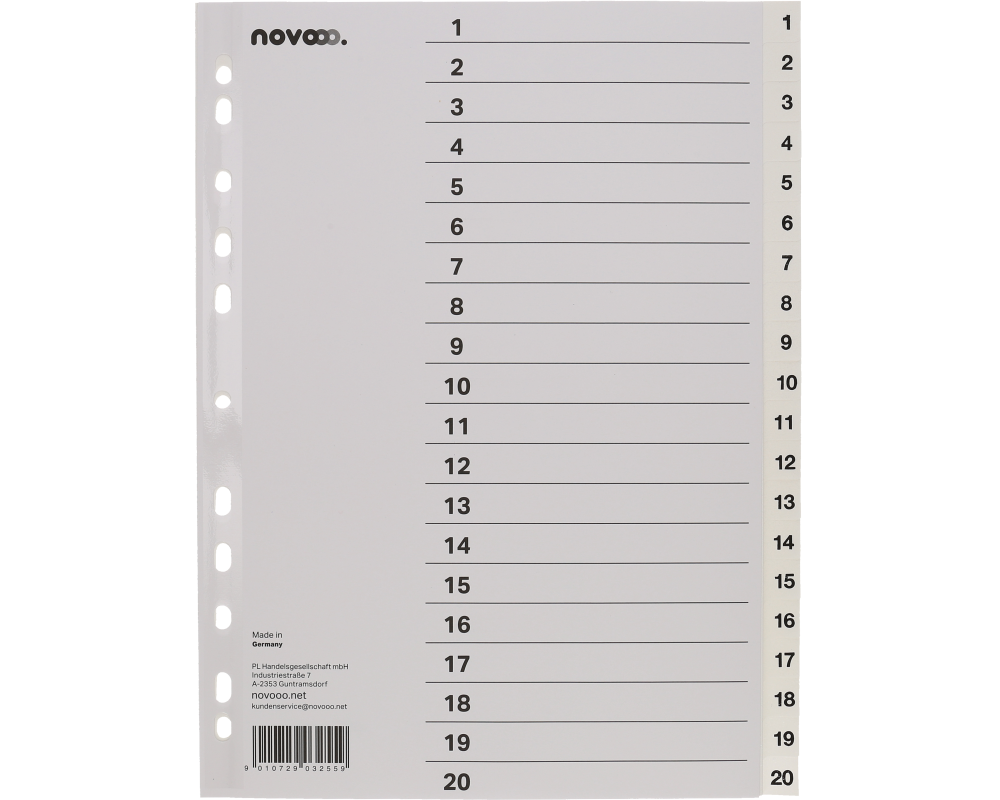 NOVOOO Register PP A4 40999 weiss 1-20