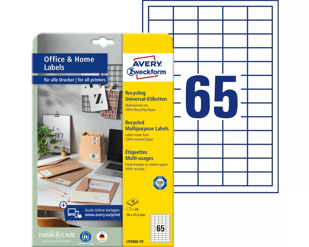Avery Zweckform Universal-Etiketten LR3666 38 x 21.2 mm, 10 Blatt