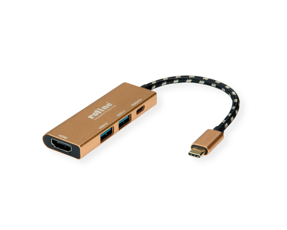 ROLINE GOLD USB Typ C Dockingstation, HDMI 4K, 2x USB 3.2 Gen 1, 1x PD