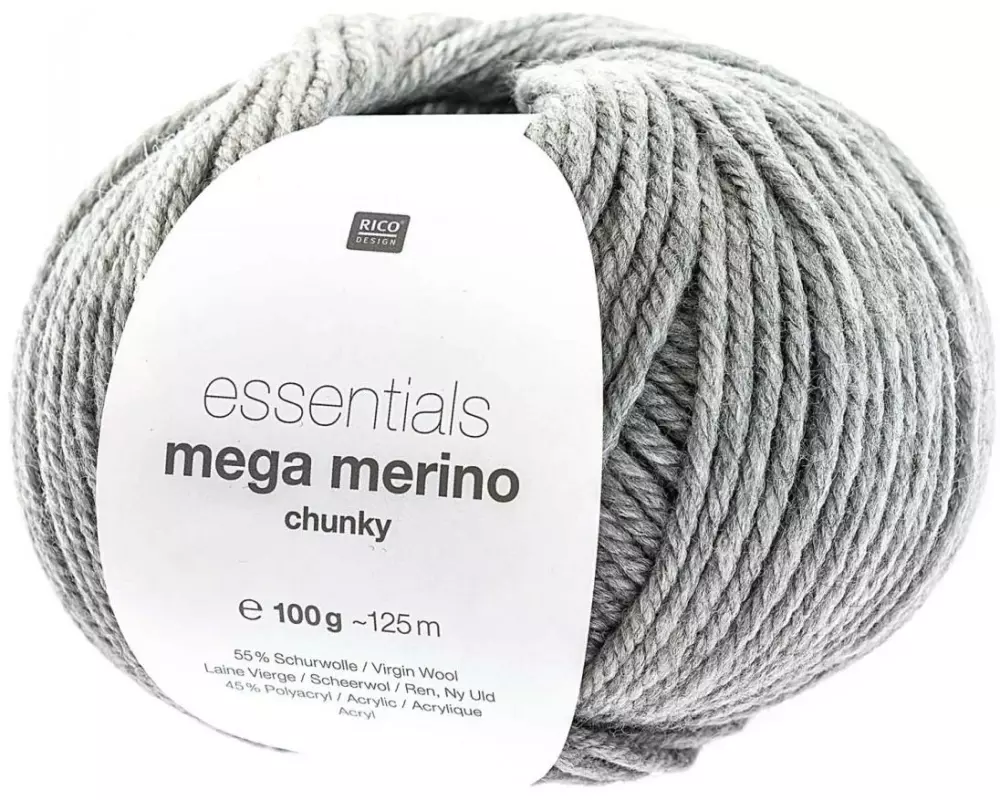 Rico Design Wolle Essentials Mega Wool chunky 100 g, Hellgrau