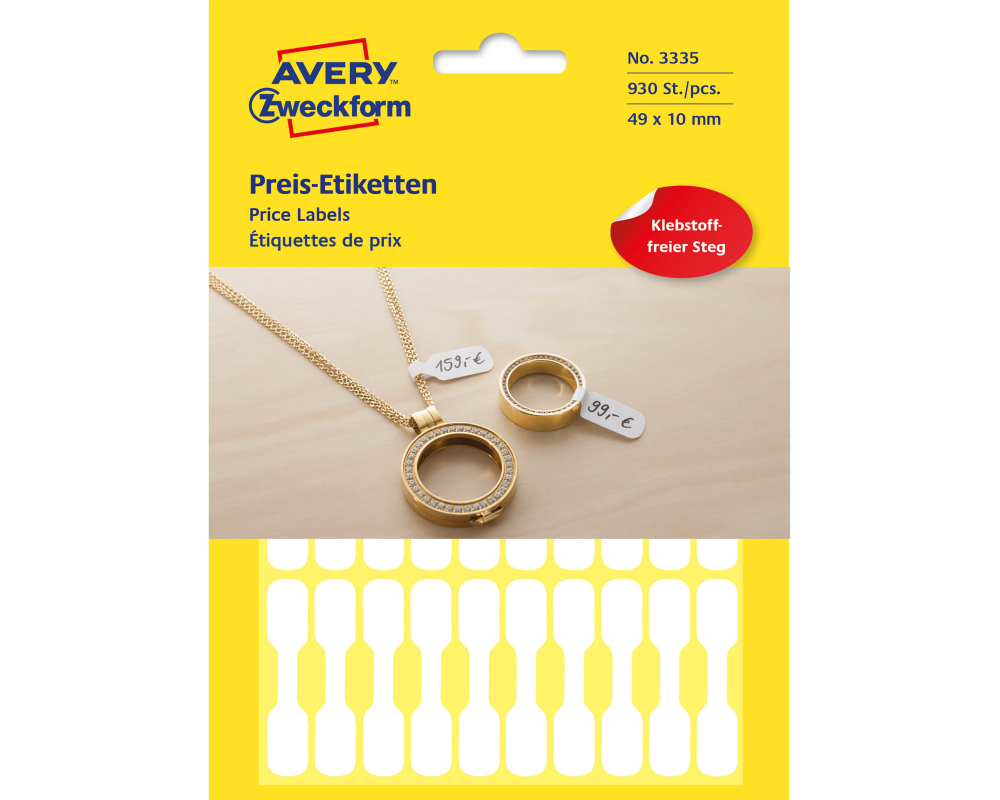 AVERY ZWECKFORM Universaletiketten 49x10mm 3335 weiss 924 Stk./28 Bl.