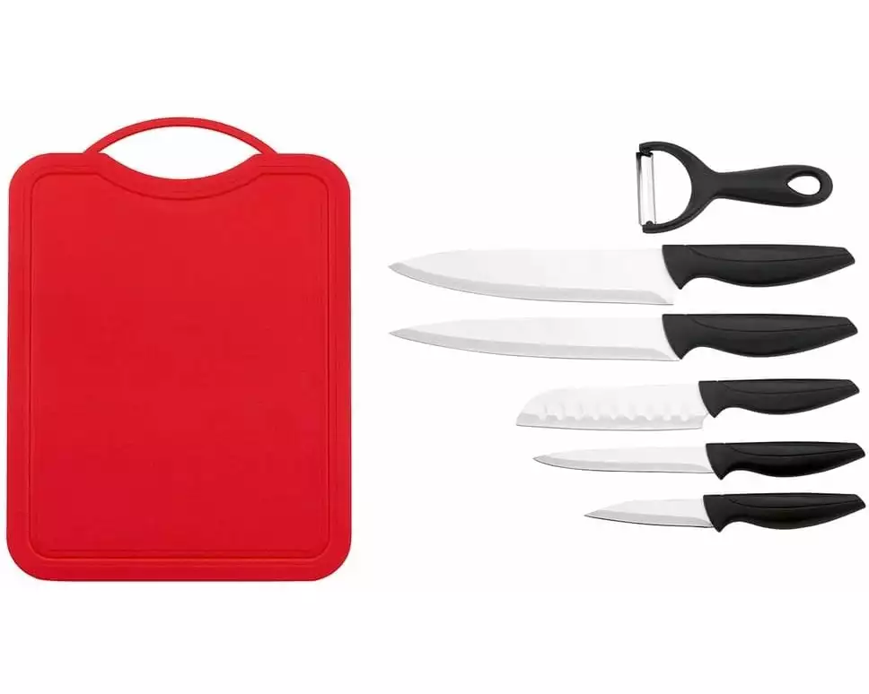 GOURMETmaxx Messerset 7-teilig, Schwarz/Rot