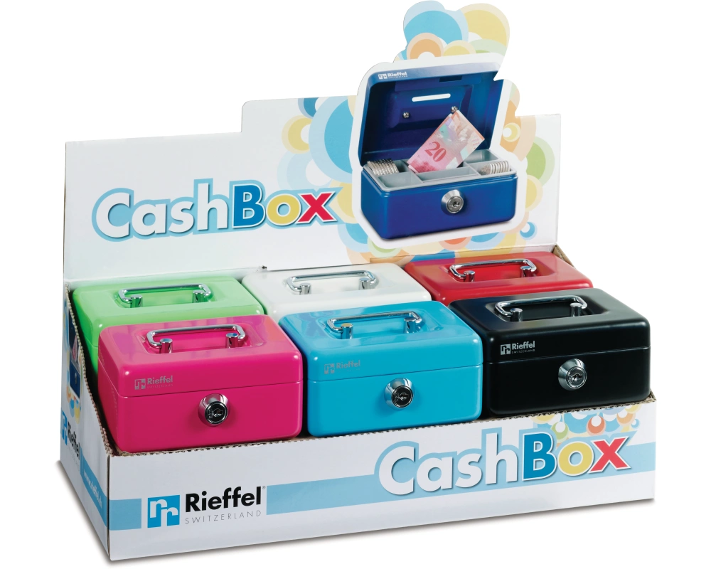 RIEFFEL SWITZERLAND Geldkassette KIKA KIKA STV/12 12,5x9,5x6cm farbig ass.