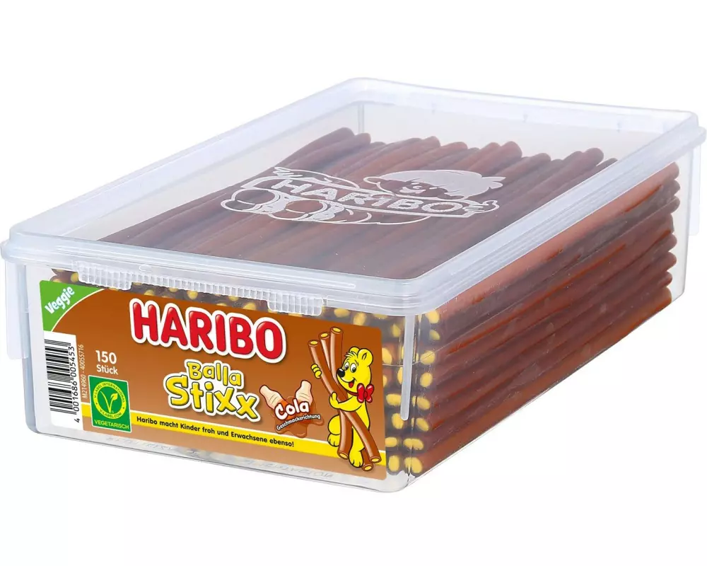 Haribo Int. Gummibonbons Dose Veggie Balla Stixx Cola 1125 g