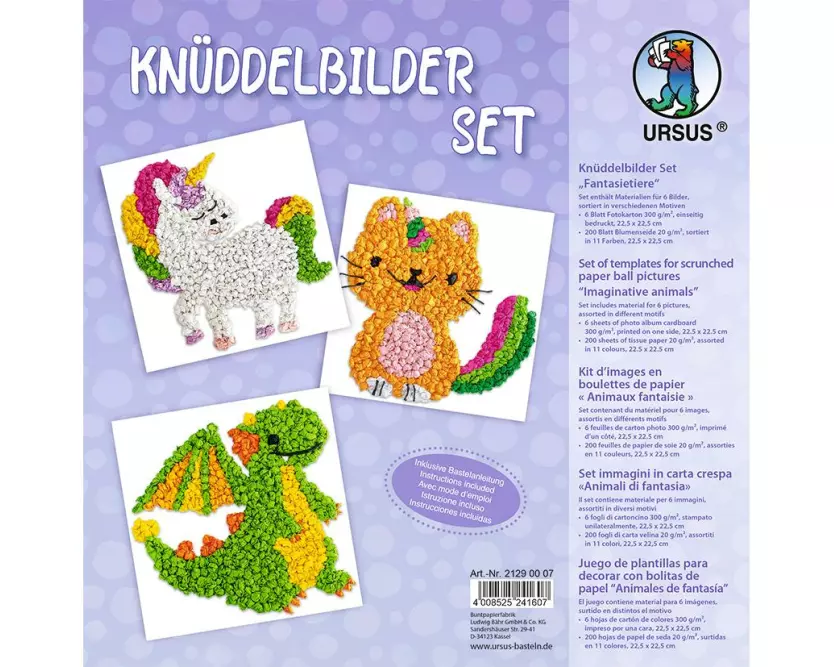 URSUS Bastelset Knüddelbilder Fantasie Tiere