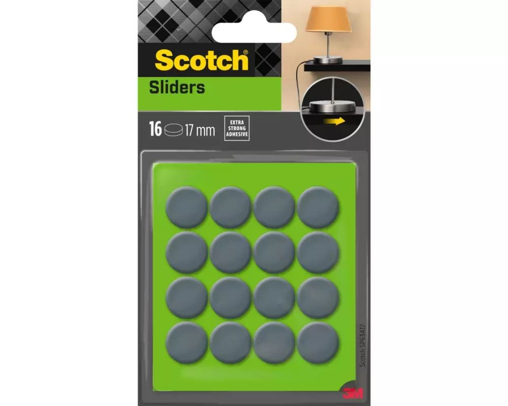 3M Stuhlbeingleiter Ø 17 mm, Grau, 16er Pack