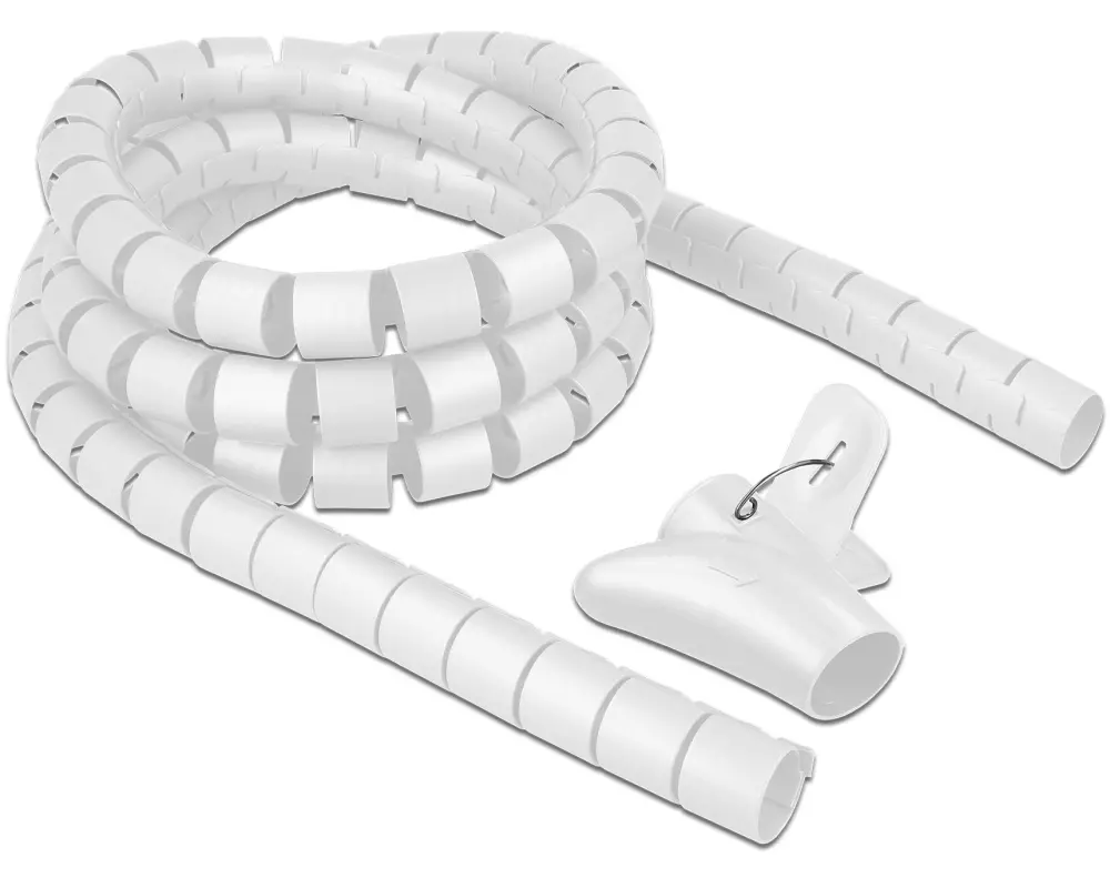 Delock Spiroschlauch mit Einziehwerkzeug, 2.5 m x 30 mm Weiss