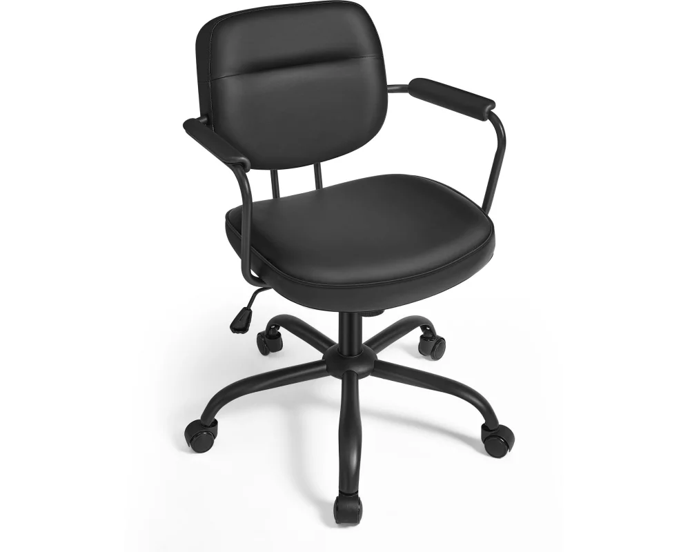 Songmics Bürostuhl mit Polsterrücken und Armlehnen, Schwarz