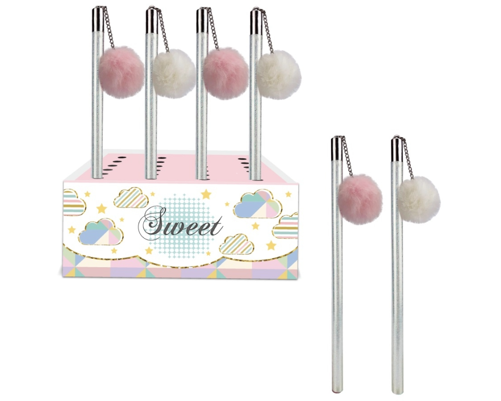 ROOST Bleistift Pom Pom HPTS-086 pink, weiss 2 ass.