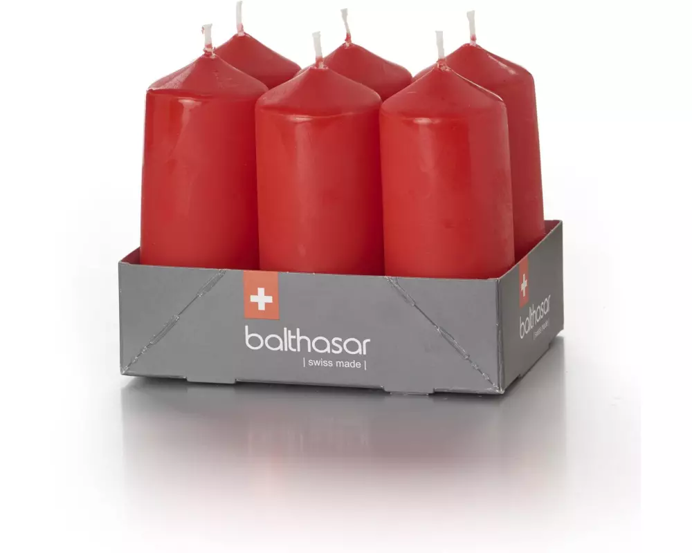 balthasar Zylinderkerze Rot, 6 Stück