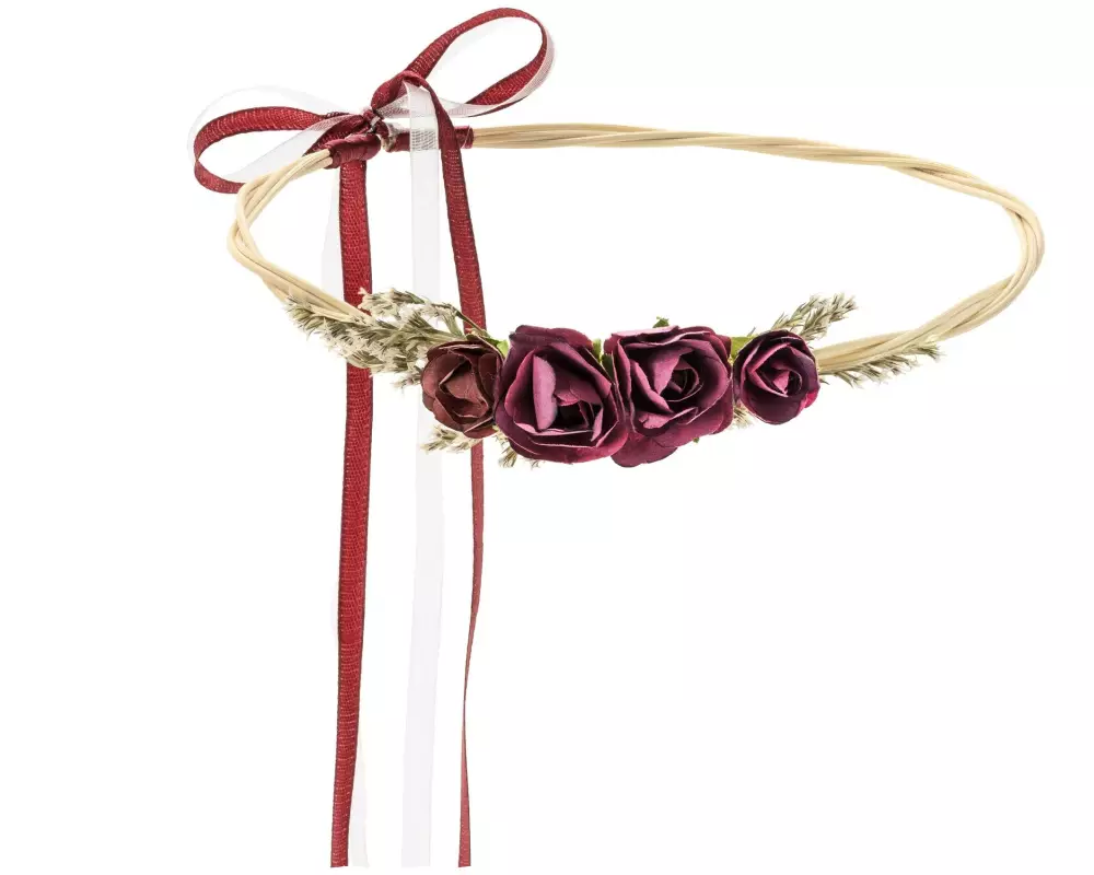 Partydeco Hochzeitsaccessoire Blumenkranz 18 cm, Weinrot