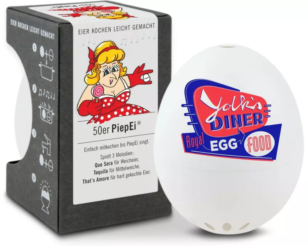 PiepEi Küchentimer Singende Eieruhr 50er, Weiss