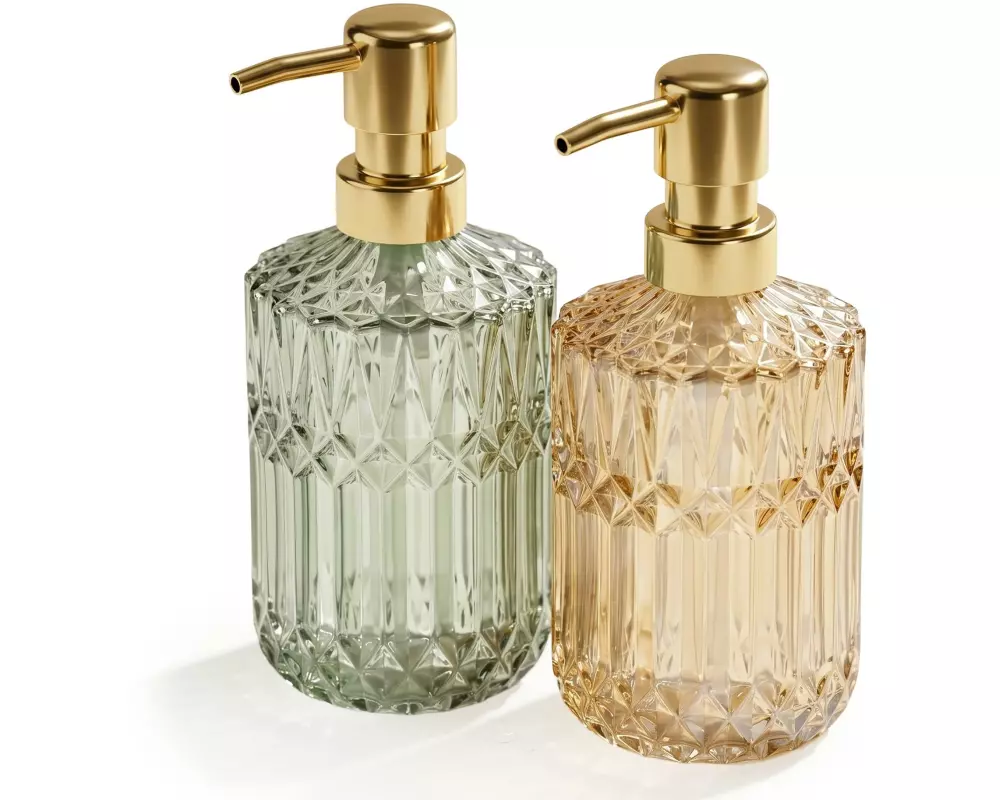 relaxdays Seifenspender Seifenspender 400 ml, Grün/Gold/Weiss