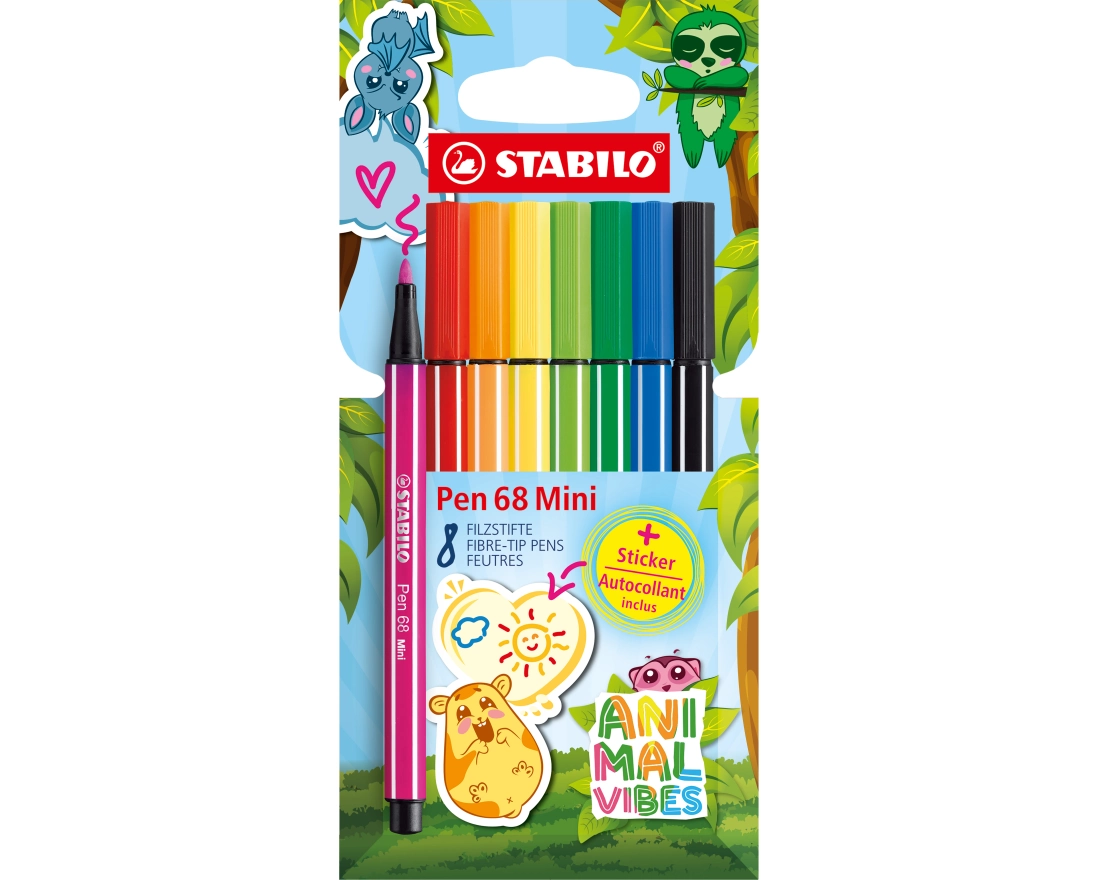 STABILO Filzstift Pen 68 Mini Animal 8 Stück