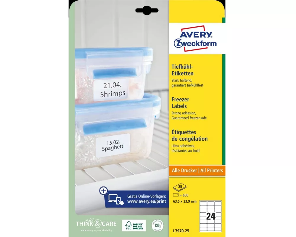 Avery Zweckform Tiefkühletiketten 63.5 x 33.9 mm, 25 Blatt