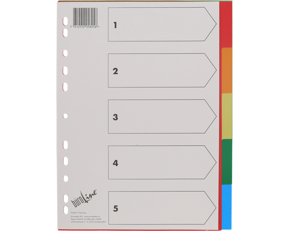 BÜROLINE Register PP A4 40980 bunt 5-teilig