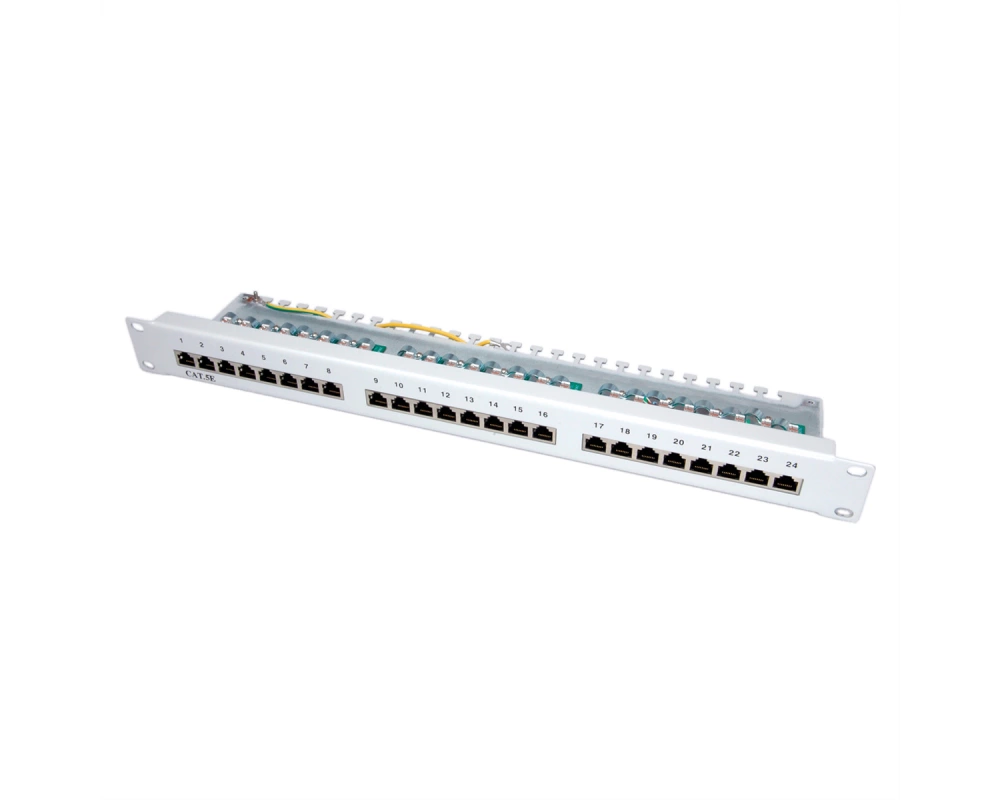VALUE Cat.5e (Class D) 19-Zoll-Patchpanel, 24P, geschirmt, grau