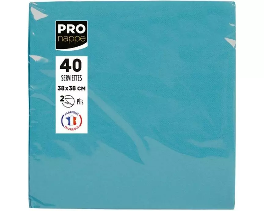 PRO nappe Papierservietten Türkis 38 cm x 38 cm, 40 Stück