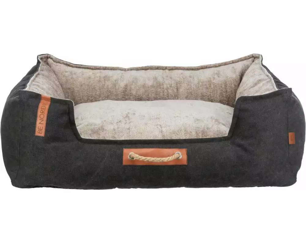 Trixie Hunde-Bett BE NORDIC Föhr, 60 × 50 cm, Schwarz/Sand