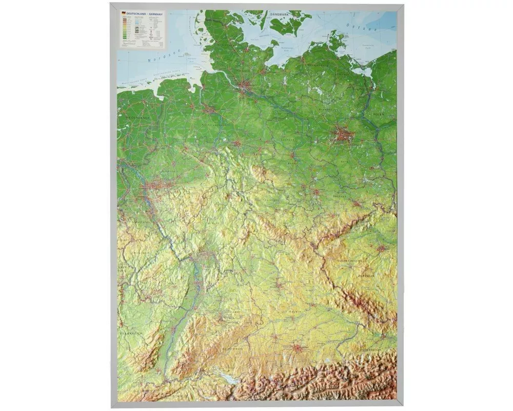 Deutschland 1 : 1 200 000 mit Aluminiumrahmen
