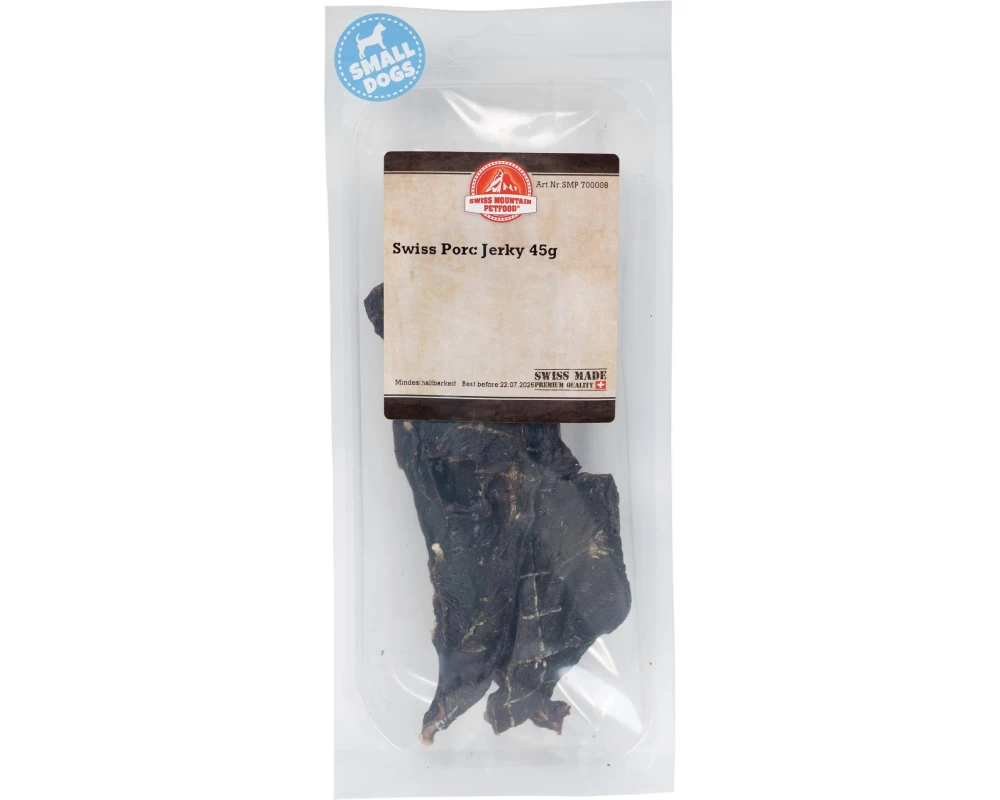 Swiss Mountain Petfood Kausnack Schweine Fleisch Jerky, 45 g