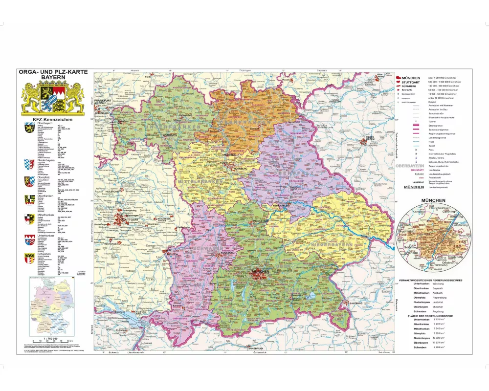 Bayern politisch mit Postleitzahlen