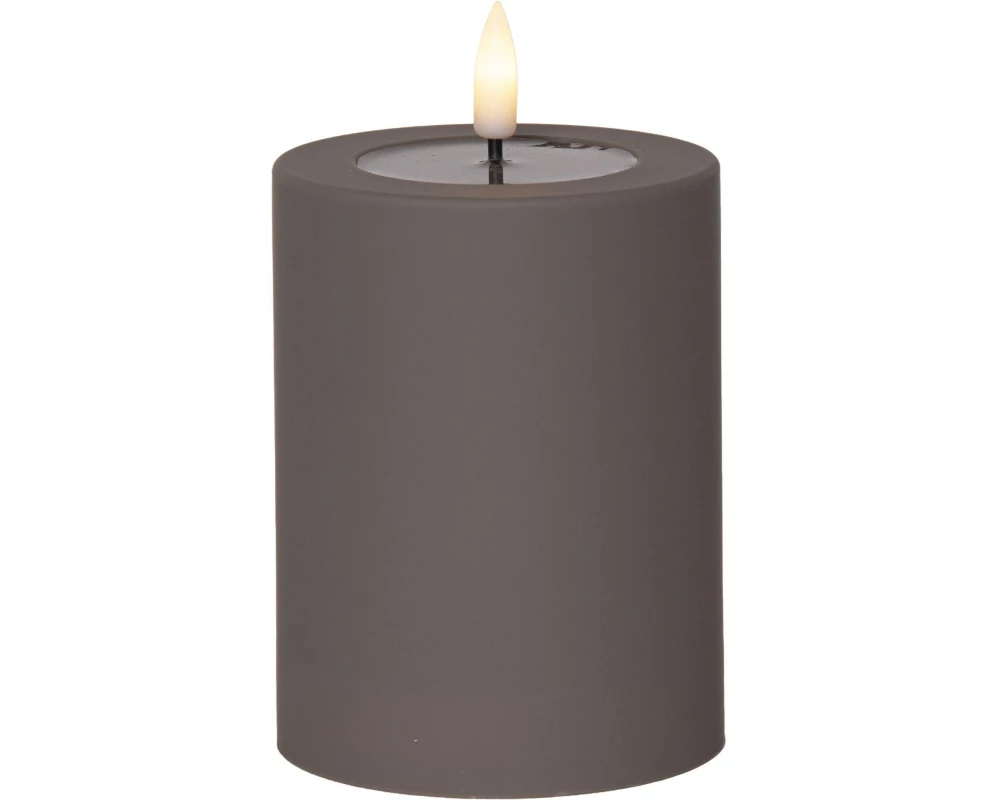 Star Trading LED Pillar Kerze Flamme Soft Indoor, 12.50 cm, Braun