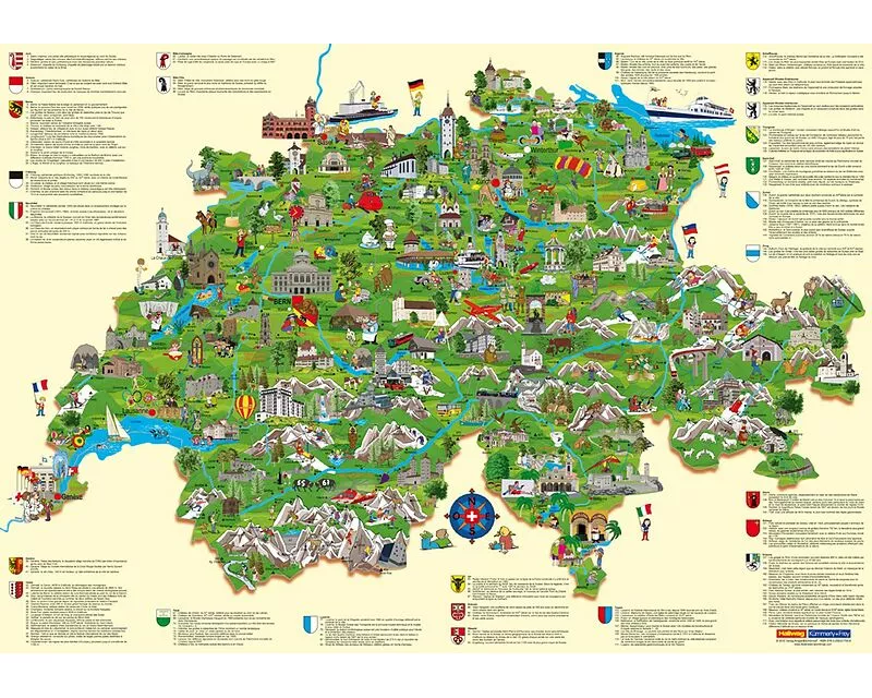 Carte Suisse pour les enfants, poster Plano gerollt in Röhre 100 x 70 cm