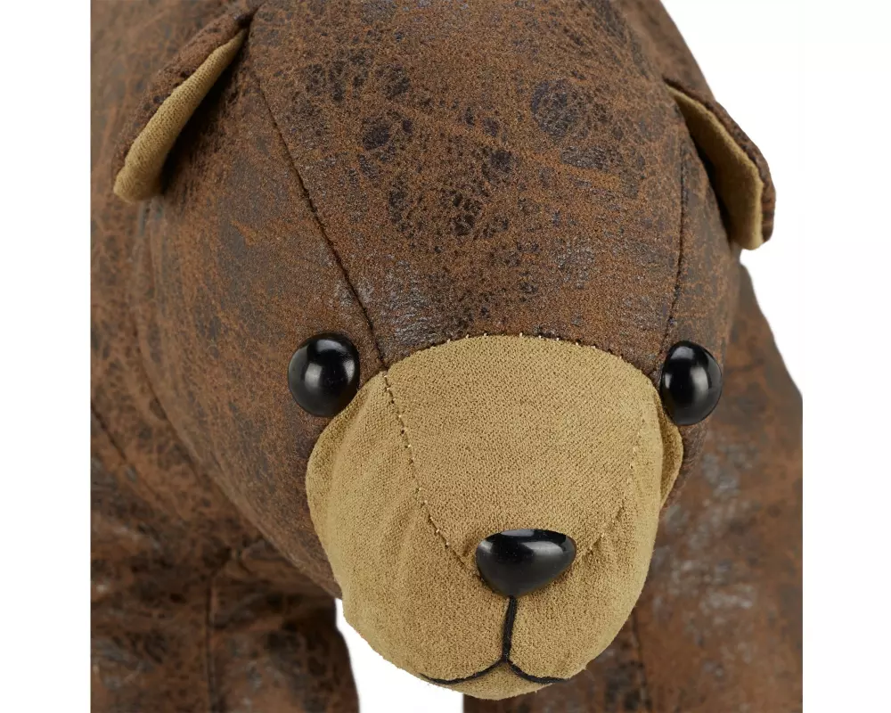 relaxdays Türstopper Bär Braun Stoff Kunstleder 17 x 16 x 32 cm