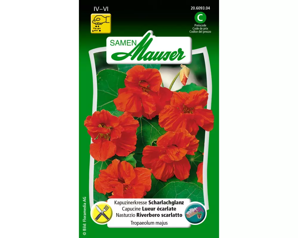 Samen Mauser Essbare Blüten Kapuzinerkresse Scharlachglanz