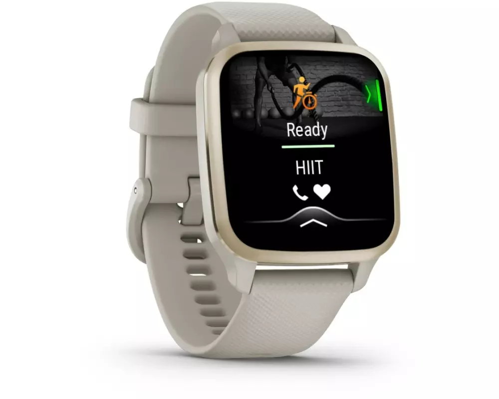 GARMIN GPS-Sportuhr Venu Sq2 Music, Hellgrau/Gold