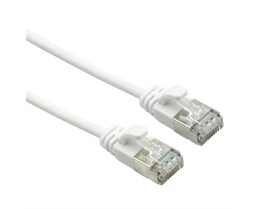 ROLINE U/FTP DataCenter Kabel Cat.7, LSOH, mit RJ45 Steckern (500 MHz / Class EA), slim, weiß, 3 m